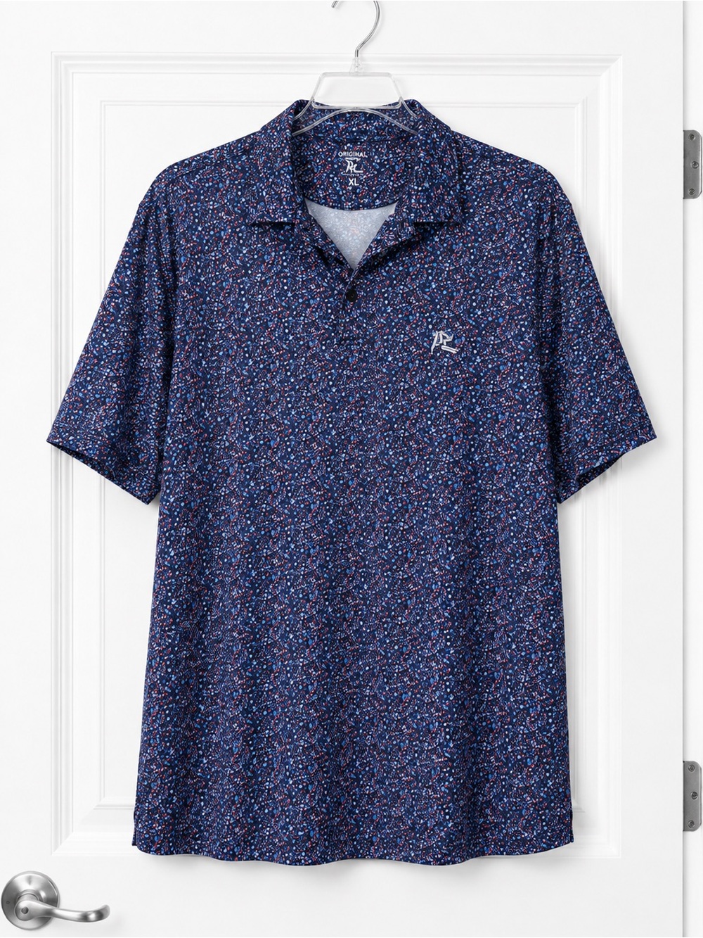 Rhoback Navy Multicolor Micro Floral Polo